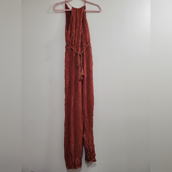 Anthro Elevenses burnt orange microplisse jumpsuit S - Picture 2 of 8